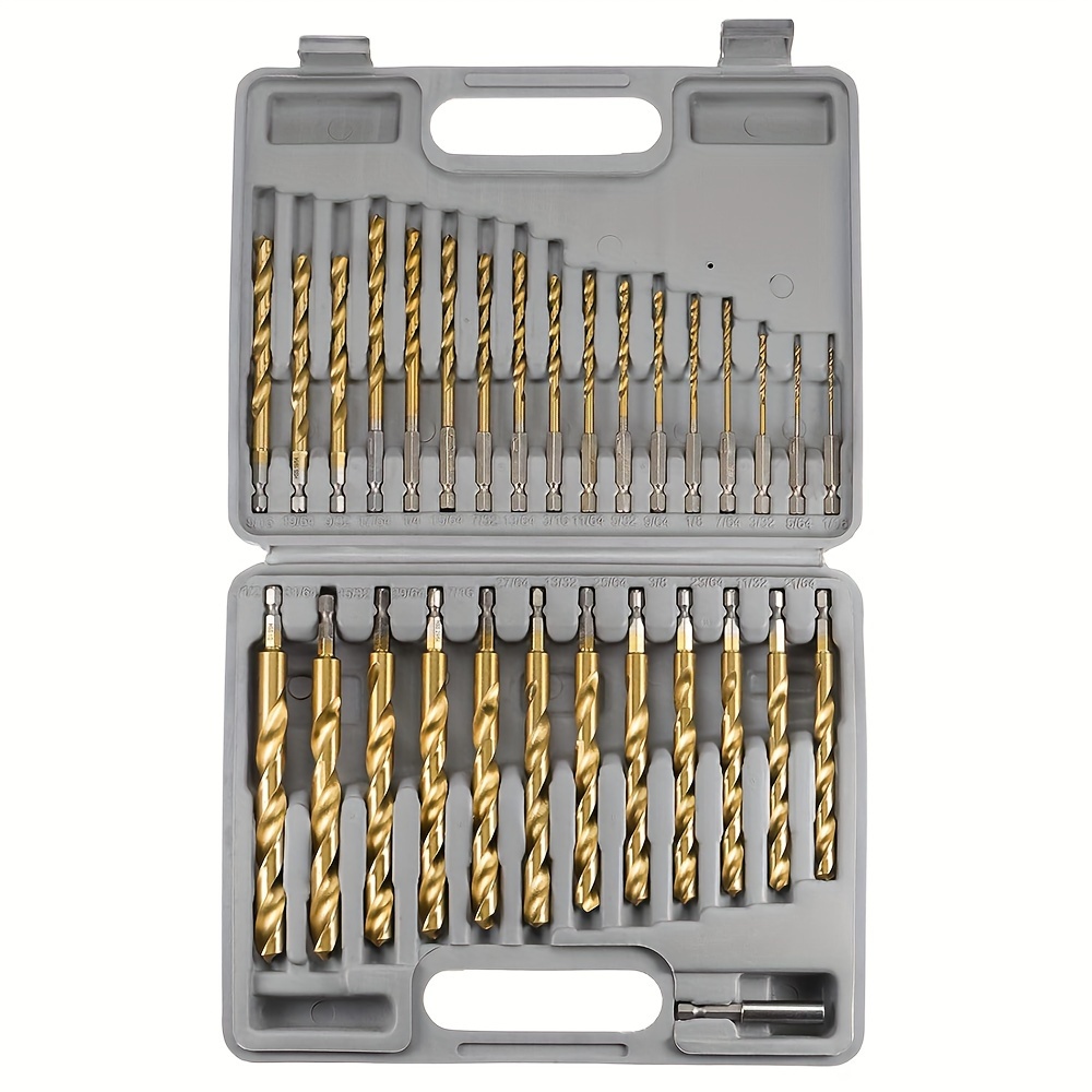 

Titanium Impact Drill Bit Set - 30 Pcs Hex Shank Hss, 1/16"-1/2" Hex Shank Drill Bit Set, Design, For Wood, Steel, Metal, And Plastic