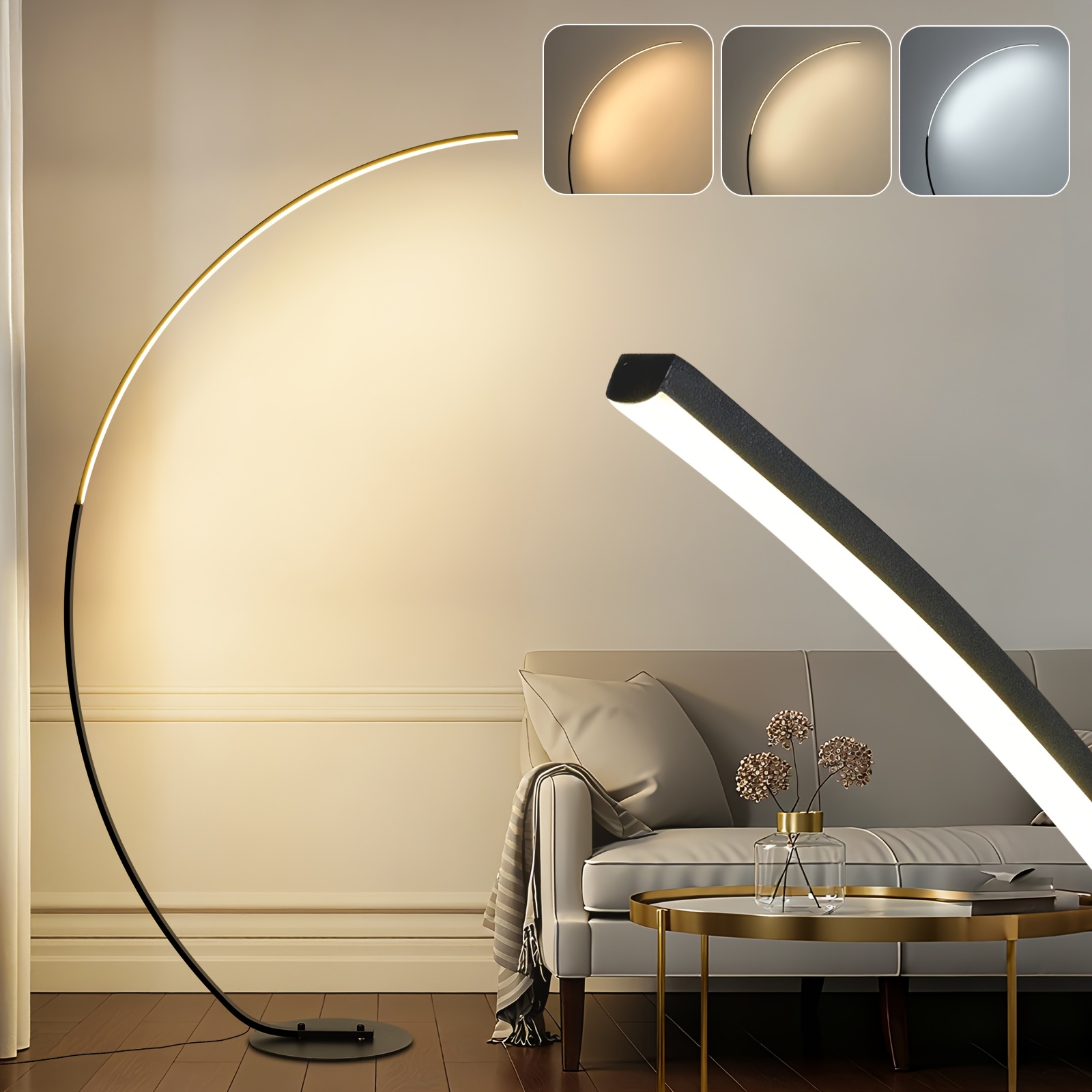 Led Floor Lamp 25w 1800lm, Dimmable Modern Standing Lamp, 3 Color Temperatures, Remote Control, 1 Hour Timer, Suitable For Reading, Living Room, Bedroom, Office