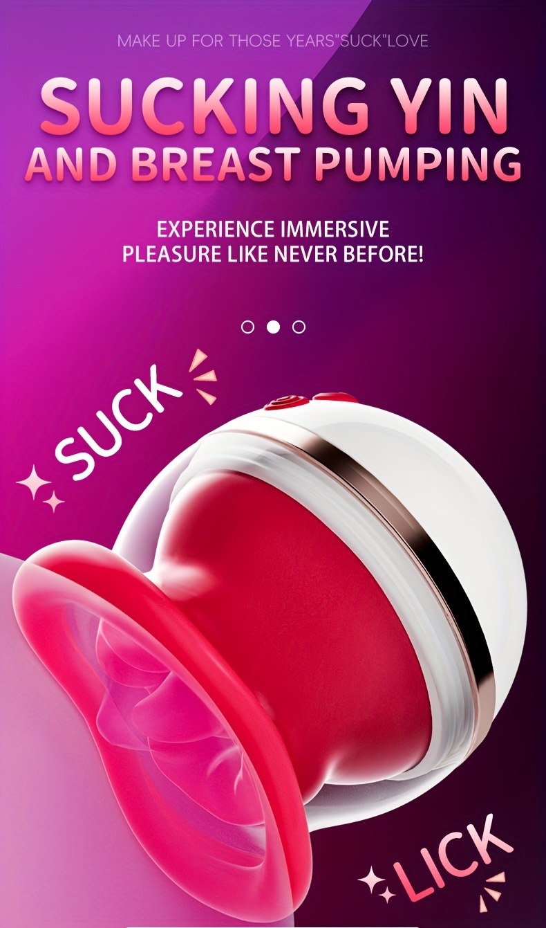 1Pc Mouth Licking Sucker for Couples Sex Life, Female Tongue Licking and Suction Vibrator, 3 Suction Vibrators, 5 Vibration Methods, Nipple Type Toy Clitoral Vibrator, Sex Toy Type Stimulator Nipple Type Toy G-Spot Vibrator, Female Adult Sex Toys