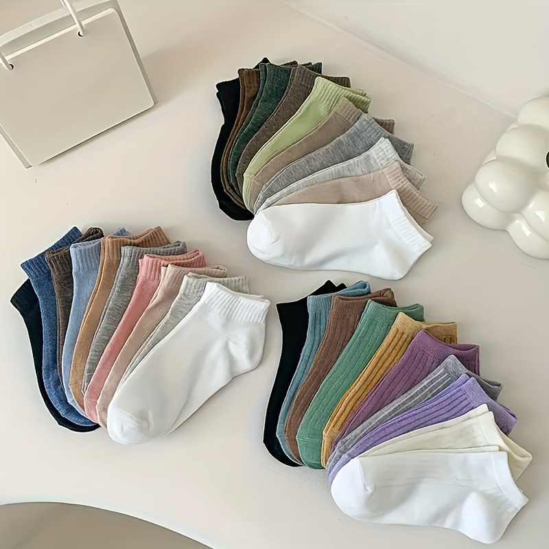 20/10 Pairs of Colorful Socks Set - Invisible Boat Socks, Hand Washable - All-Season Comfortable Breathable Short Socks, Soft, Sweat-Absorbent, Breathable Unisex Fashion Couple Socks