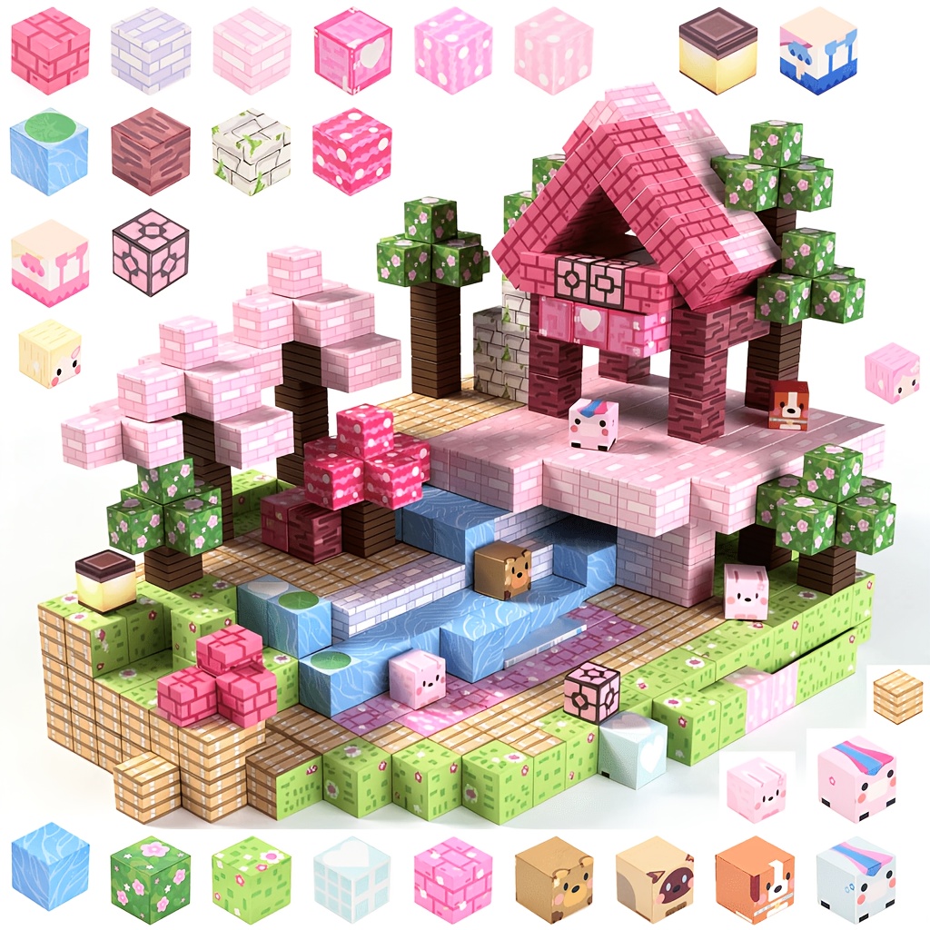 TEMU 100 pièces de Construction Magnétiques, Ensemble de Jouets Magnétiques Créatifs, Jouets de Construction Cubiques, Couleurs Mélangées Vibrantes,