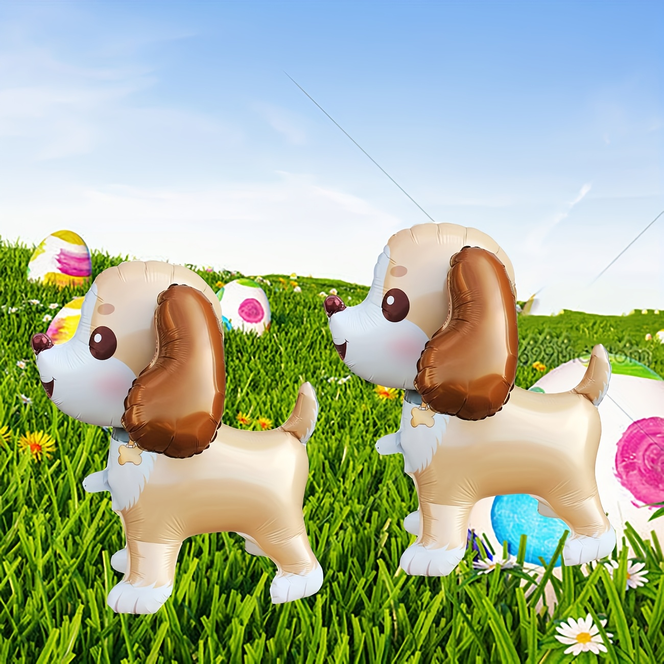 Set Of 2, 29-inch Foil Balloon Featuring A Button Dog, Perfect For Festive Decorations, Gifts For Holidays, Event Styling, And Displays At Home Or