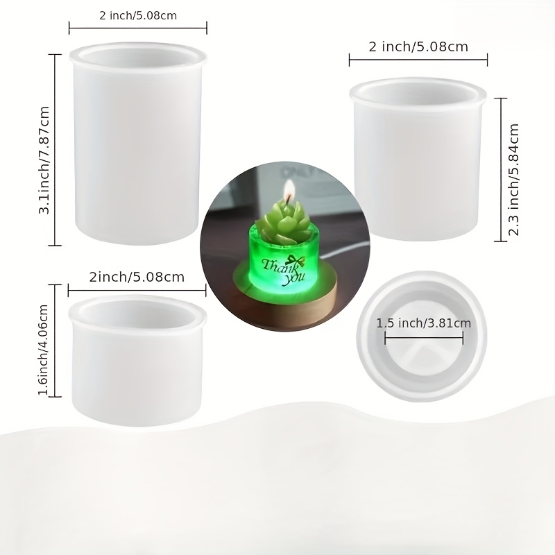 TEMU 3pcs Candle Holder Clay Mold Resin Mold Silicone Mold, Set Of 3 Cylindrical Candle Holders Epoxy Resin Casting Silicone Molds For Epoxy Resin
