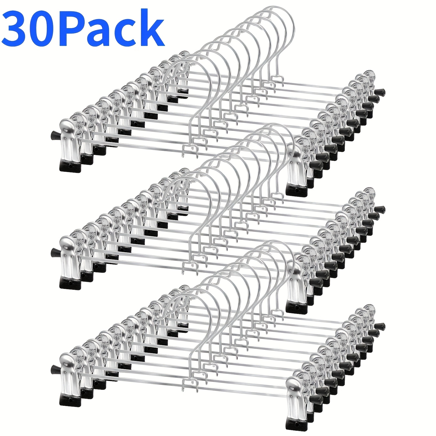 30pcs Adjustable Metal Hangers With Clips - Heavy-duty Garment Hangers For Women's Skirts, Pants, Jeans - Space- Closet & Store Display Organization, Hangers For Clothes