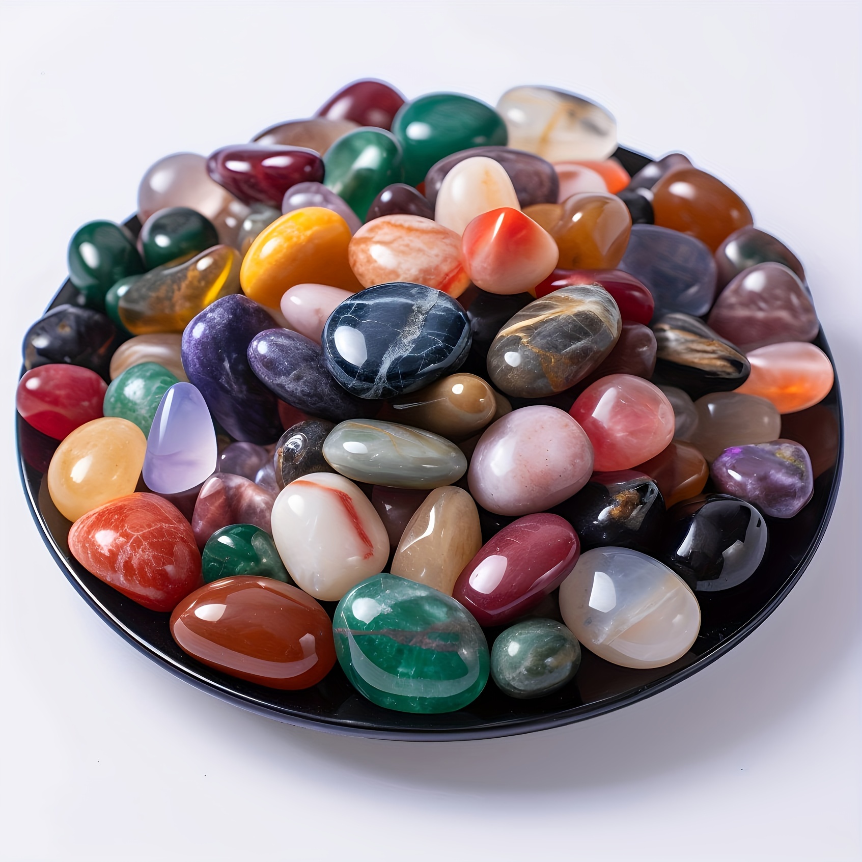 

100g/bag Vibrant Natural Tumbled Stones And Crystals Bulk - Assorted Polished Gemstones For Home Decor