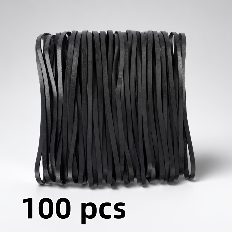 TEMU 100pcs Black Extra-long Rubber Bands, Flexible And Wear-resistant Rubber Rings, Good Rebound And Non-slack, Binding Elastic Bands For Home,