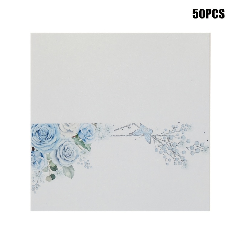 Image of 50pcs Floral Printed Paper Cards, Decorative Table Name Tags For Wedding, Banquet, Party Supplies, Universal Holiday Decor, No Electricity Needed