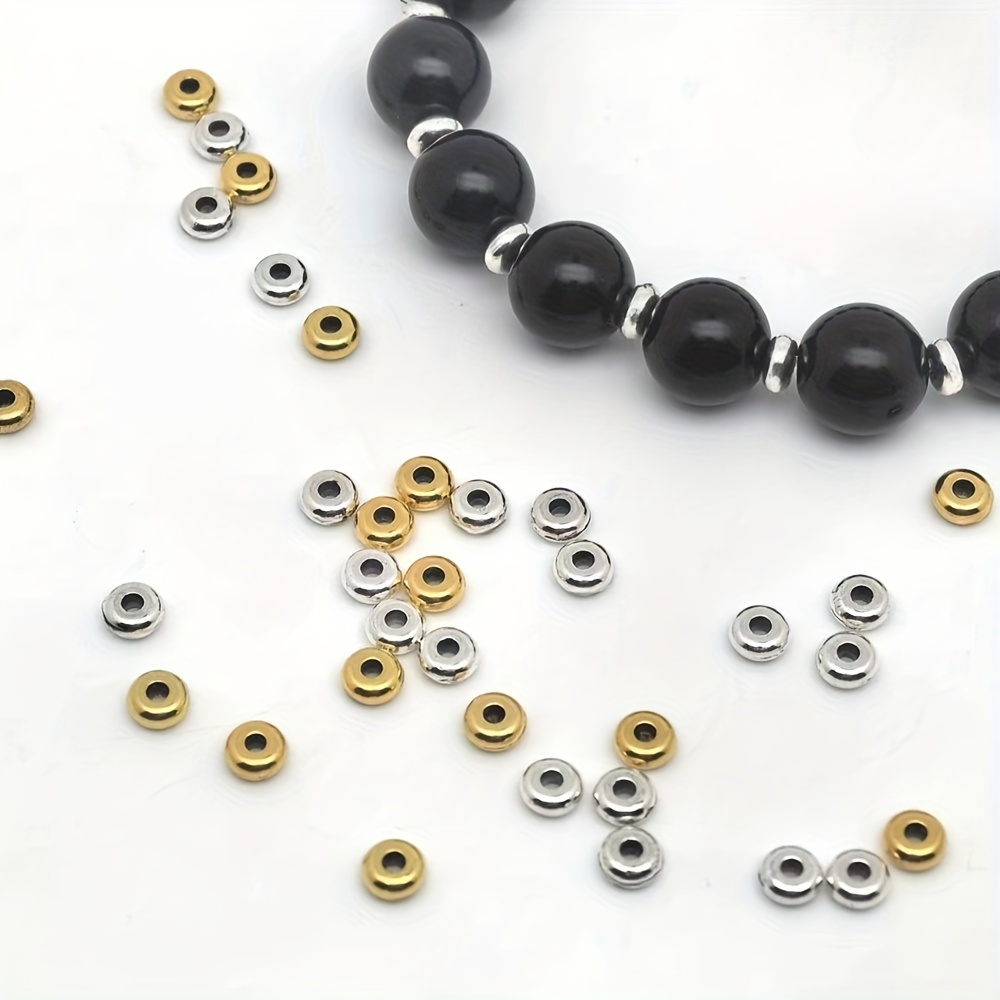 

50 Pieces Of Golden And Silvery Spacer Beads For Accessories, Made Of Vintage Tibetan Silvery.