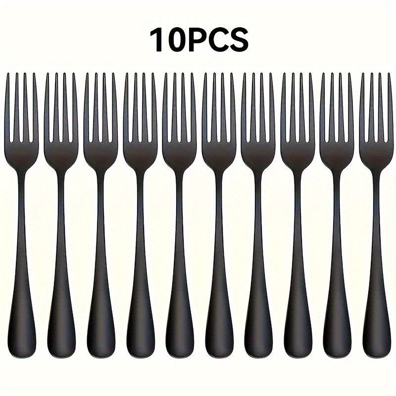 

10pcs Set Stainless Steel Dinner Forks - Mirror Polished, Dishwasher Safe For Home & Restaurant Use