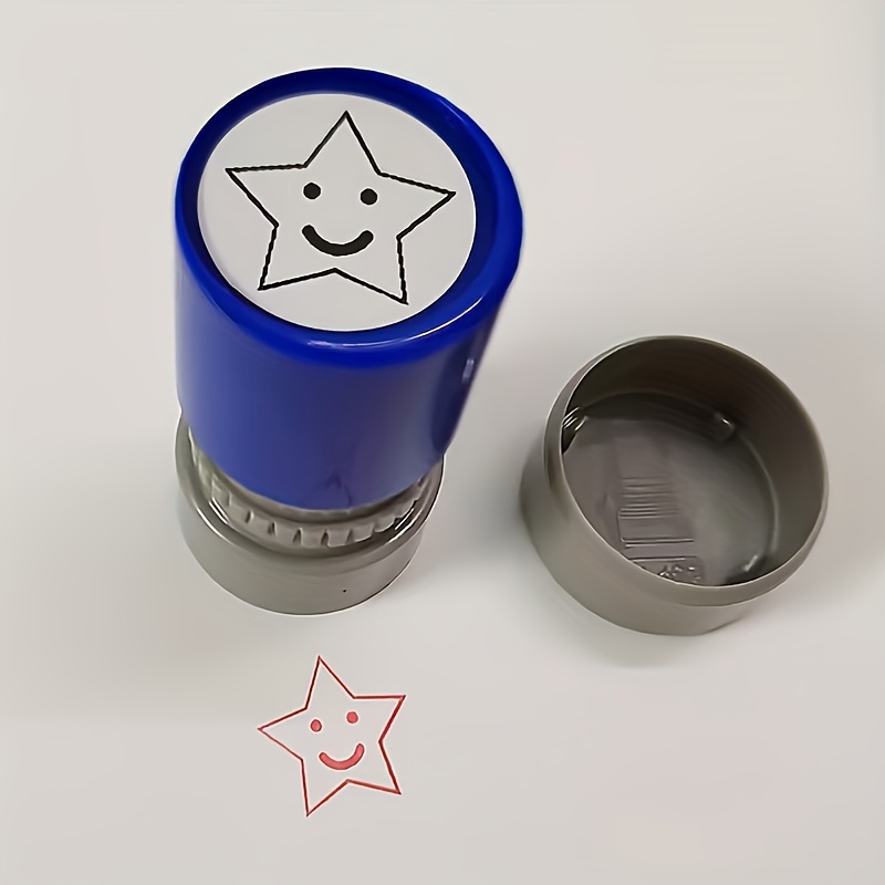 1pc encouragement star stamp automatic ink pad with   face   activated chemical ink for   home use positive reinforcement stamping seal for motivation organization school rewards   design lightensitive ink