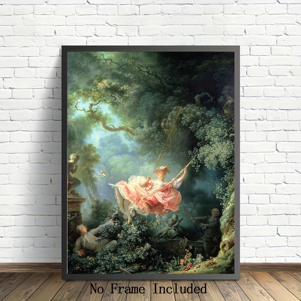 

Art Canvas Painting Swing Portrait Painting Classical Art Prints, Vintage Art Prints For Bathroom Bedroom Office Living Room Home Wall Decor, Holiday Decor, Frameless 12 X 16