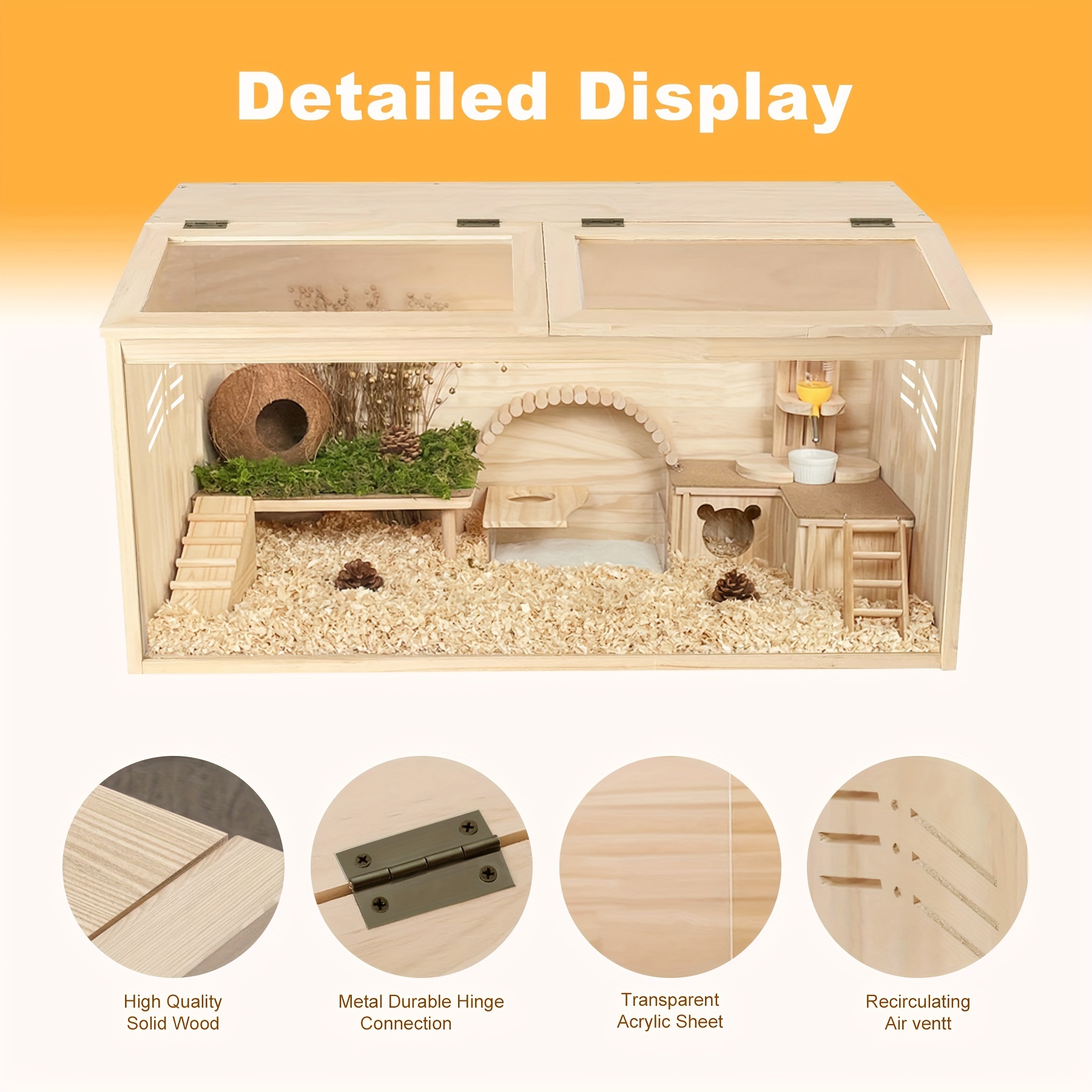 Hamster Cage Wooden Openable Top Acrylic Sheets Solid Built - Temu