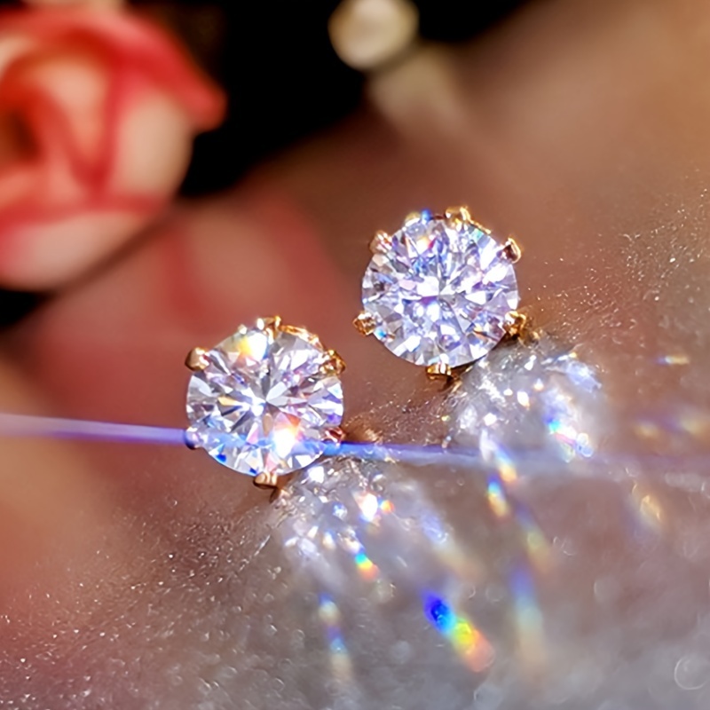 E-shop Elegante Roségoldene Titanstahl Ohrstecker mit Funkelndem Zirkonia - Hypoallergen, Farbecht für Hochzeiten & Alltagsglanz von YANHUI, YANHUI