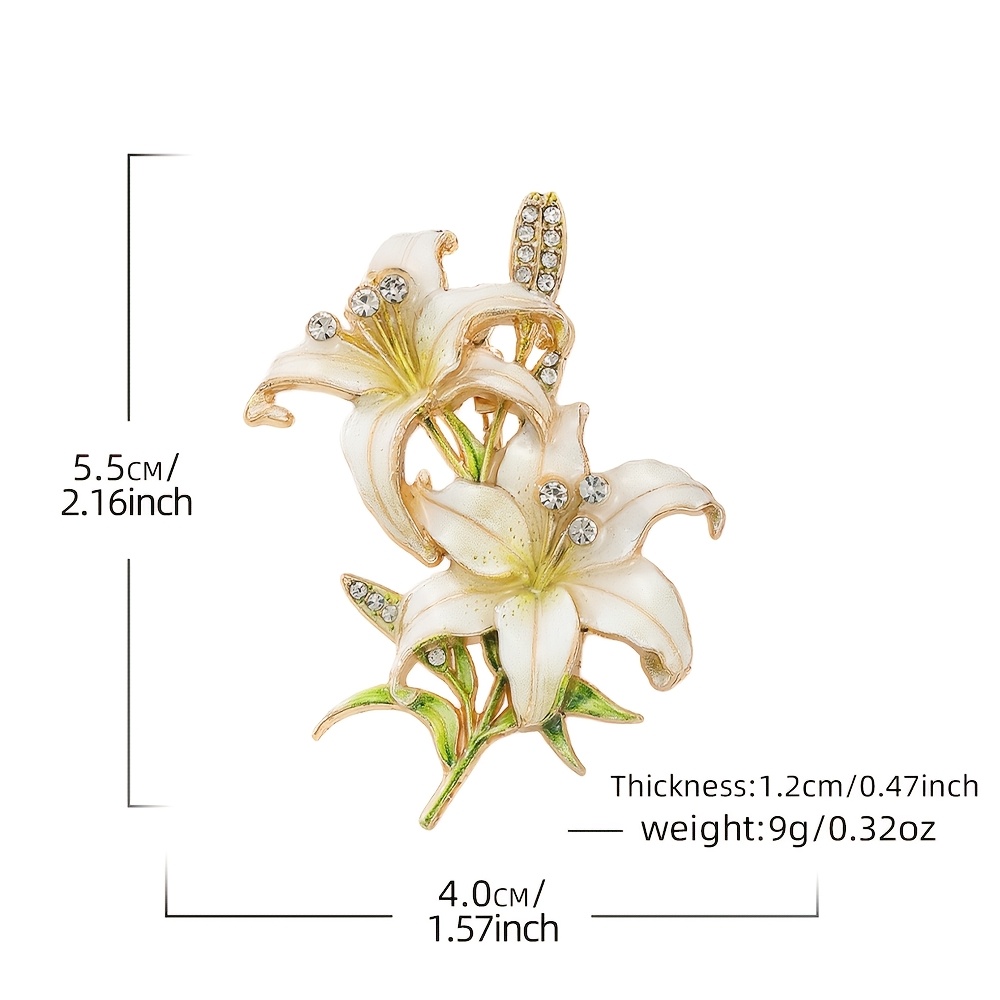 Double Lily Flower Brooch Pin, Vintage Floral Design