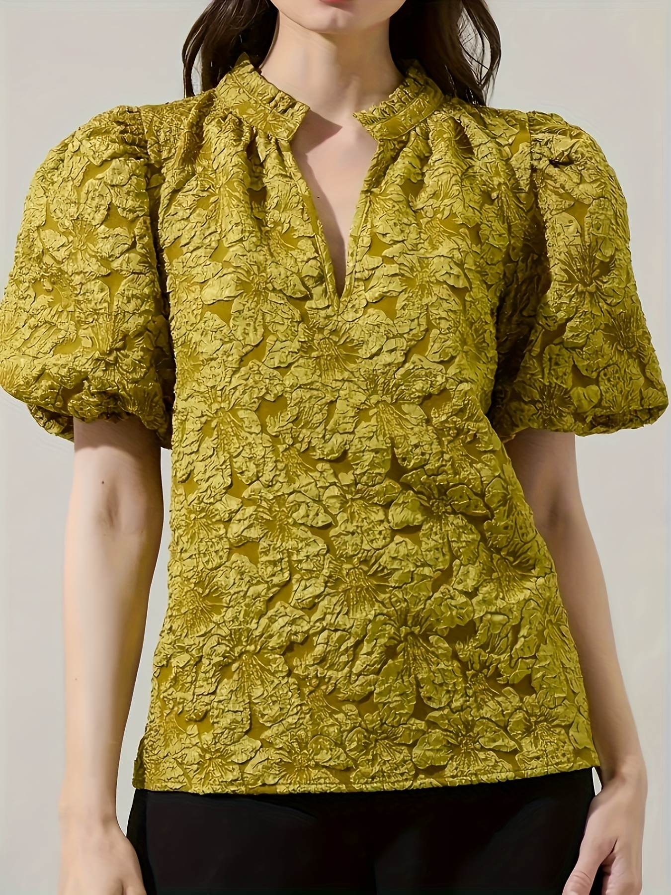 アリシアスタン  Embroidery Puff SleeveTop Yello Joellyn Embroidered Puff Sleeve Top - ASTR the Label