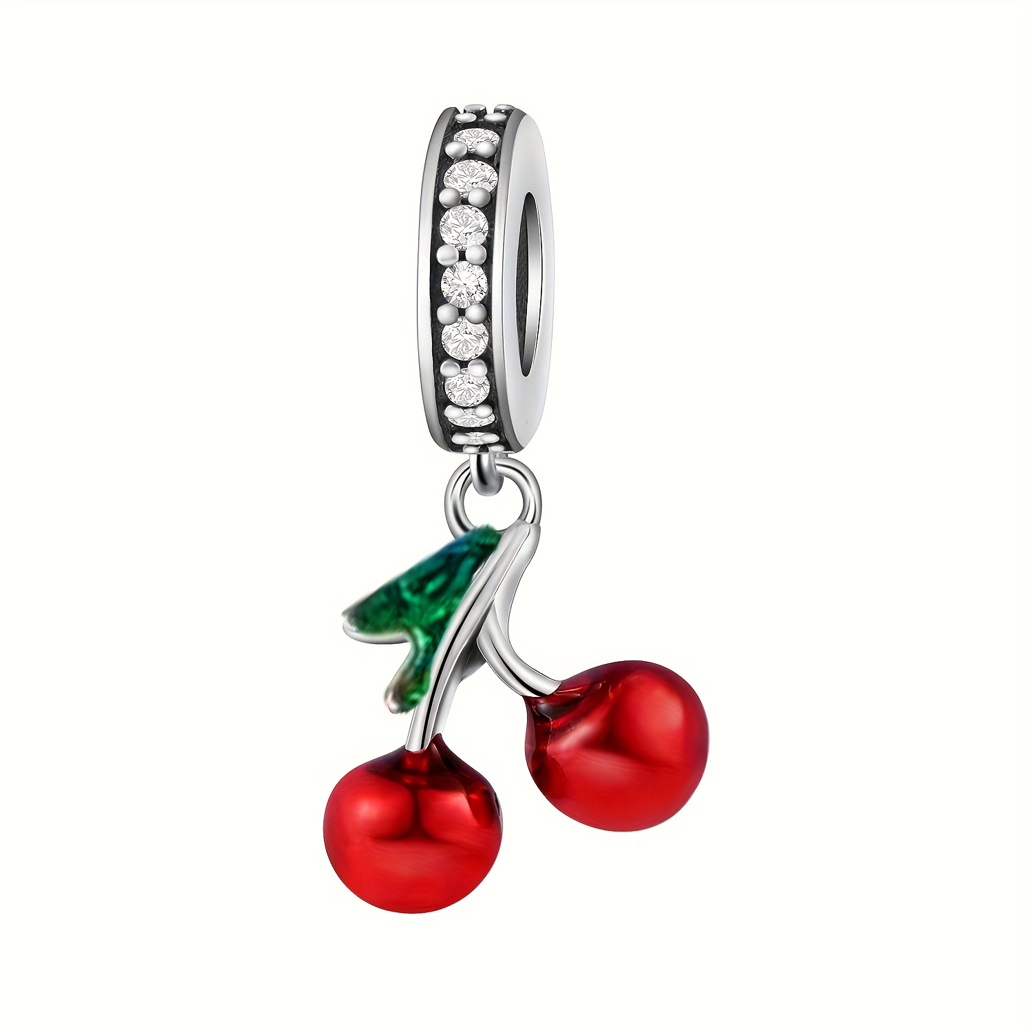 1pc 925 Silver Plated Cute The Red Ball Pendant Charm Bead Fit 's Bones Bracelet Valentine's Day Gift