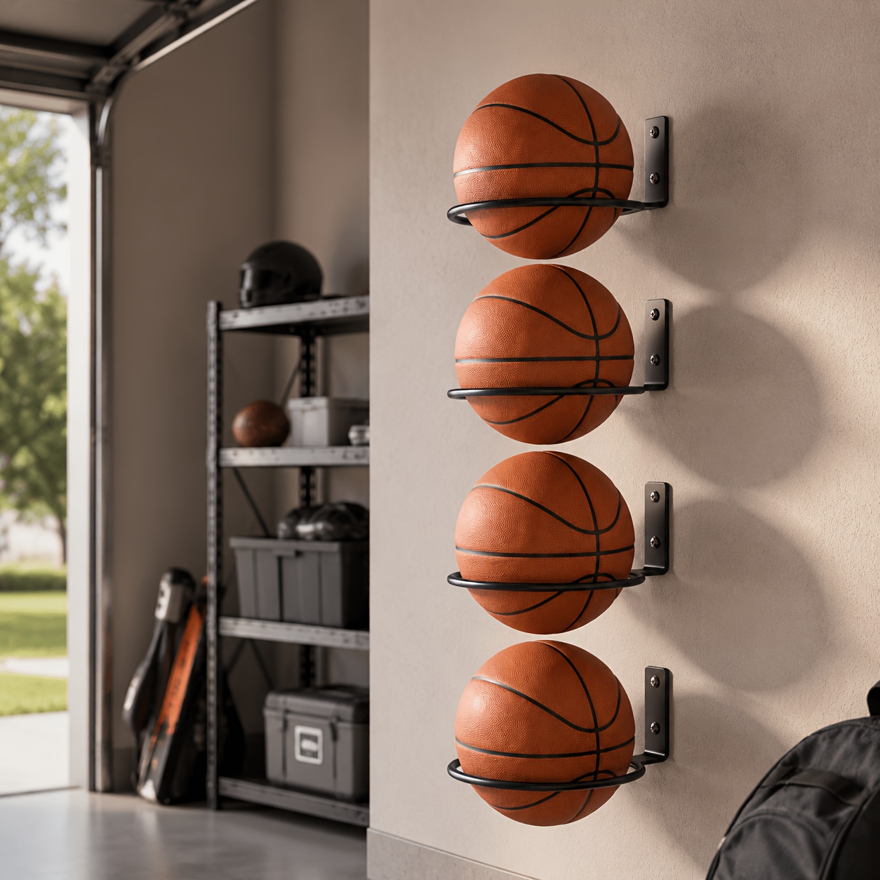 TEMU 1/2/3/4pcs Round Wall-mounted Ball Storage Rack, Easy And Grand Suitable For Garage Wall Storage, Sports Equipment Storage, Home Gym Decoration,