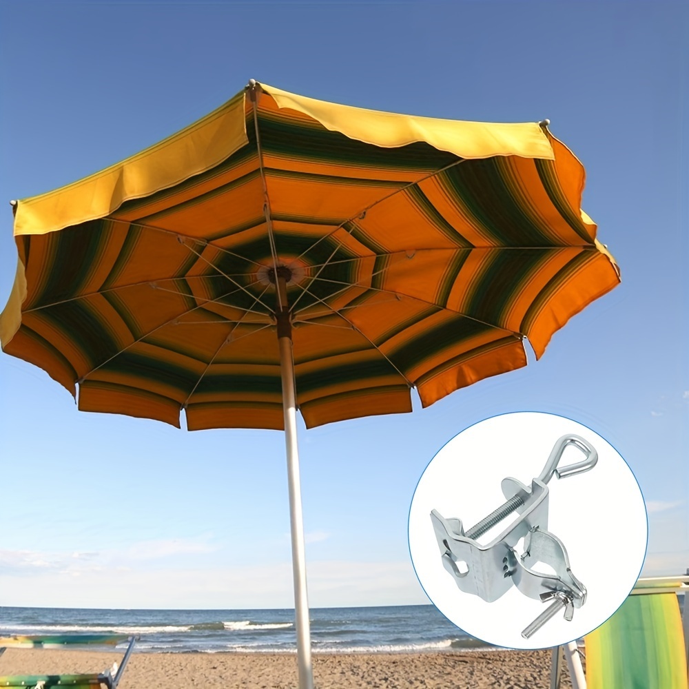 

1pc, Outdoor Sun Umbrella Holder, Alloy Beach Chair Umbrella Stand, Patio Railing Mountable Deck Umbrella Clamp, Easy Installation & Durable Sunshade Fixing Clip
