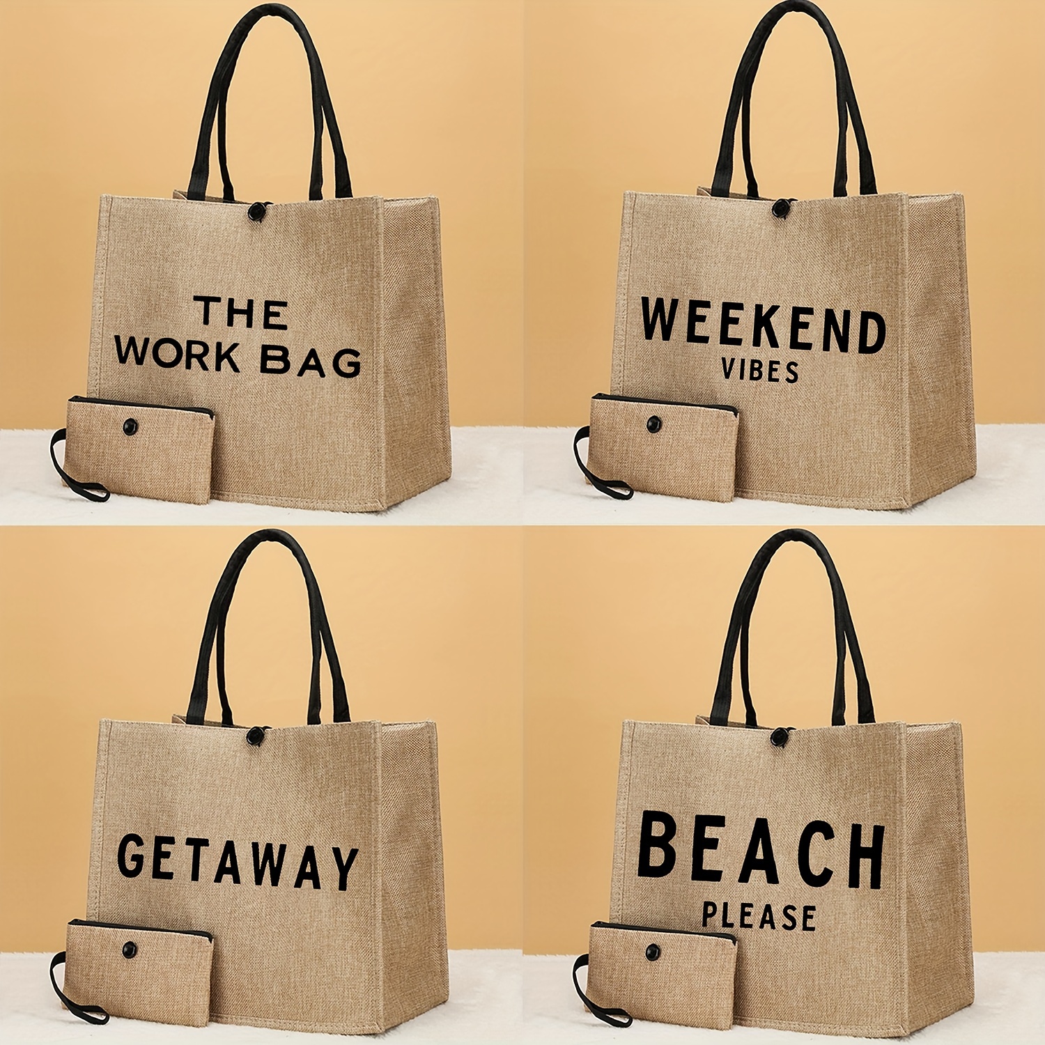 

2pcs Simple Letter Print Tote Bag, Large Capacity Gift Bag, Women's Casual Handbag For Work, School & Shopping