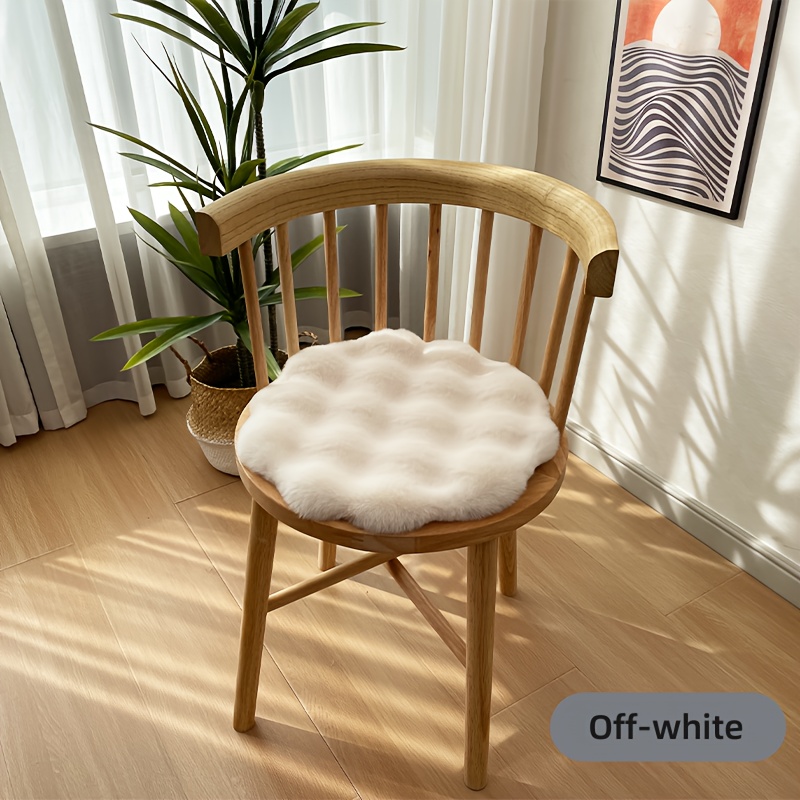 2025 New 1pc 13.77in X 13.77in Plush Chair Cushion Computer Chair Casual Bubble Velvet Dining Chair Cushion Anti-slip Thickened Stool Seat Cushion Office Chair Cushion
