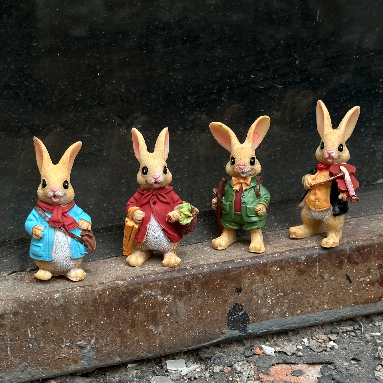 

4pcs Rabbit Resin Figurines For & Planter Decor, Outdoor Garden Miniatures, Diy Bonsai Accessories, Home & Balcony Gardening Gifts