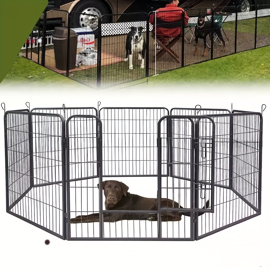 

Outdoor Dog Fence - 8 Panels Fence, Suitable For Medium And Small Dogs - Heavy-duty Exercise Fence Suitable For Puppies And Small Animals - Portable, Suitable For Rv Camping And Yard