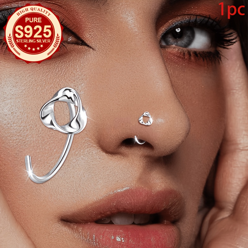 Women's Hollow Spiral Nose Ring, S925 Silver