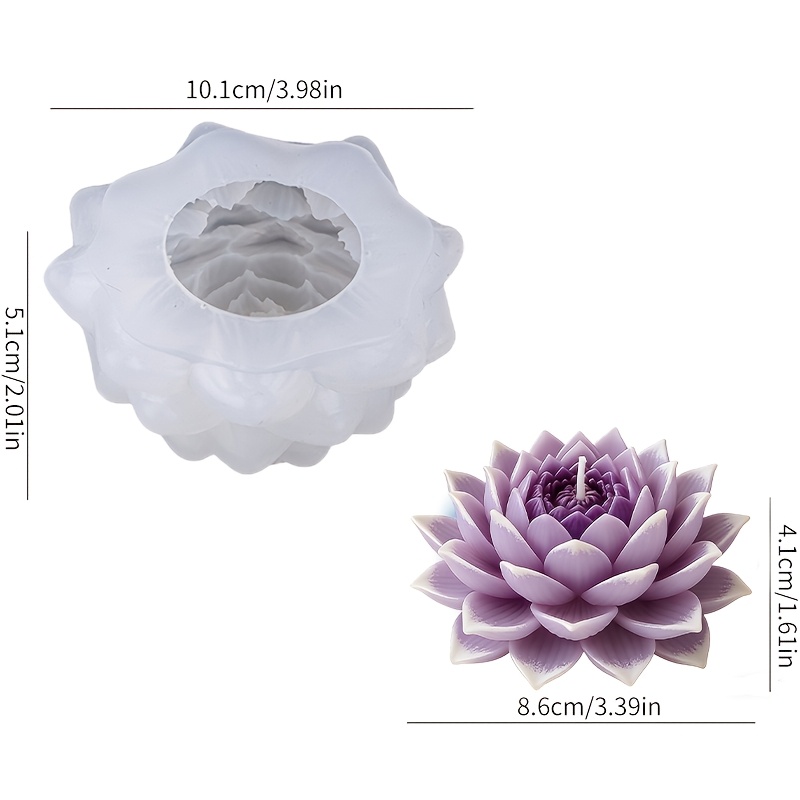 E-shop Große Zen-Lotusblütenform – Großformatige Silikonform für Harz/Seife/Wachs/Kerzenherstellung, einfache Entnahme mit komplexem 3-Lotus-Design,