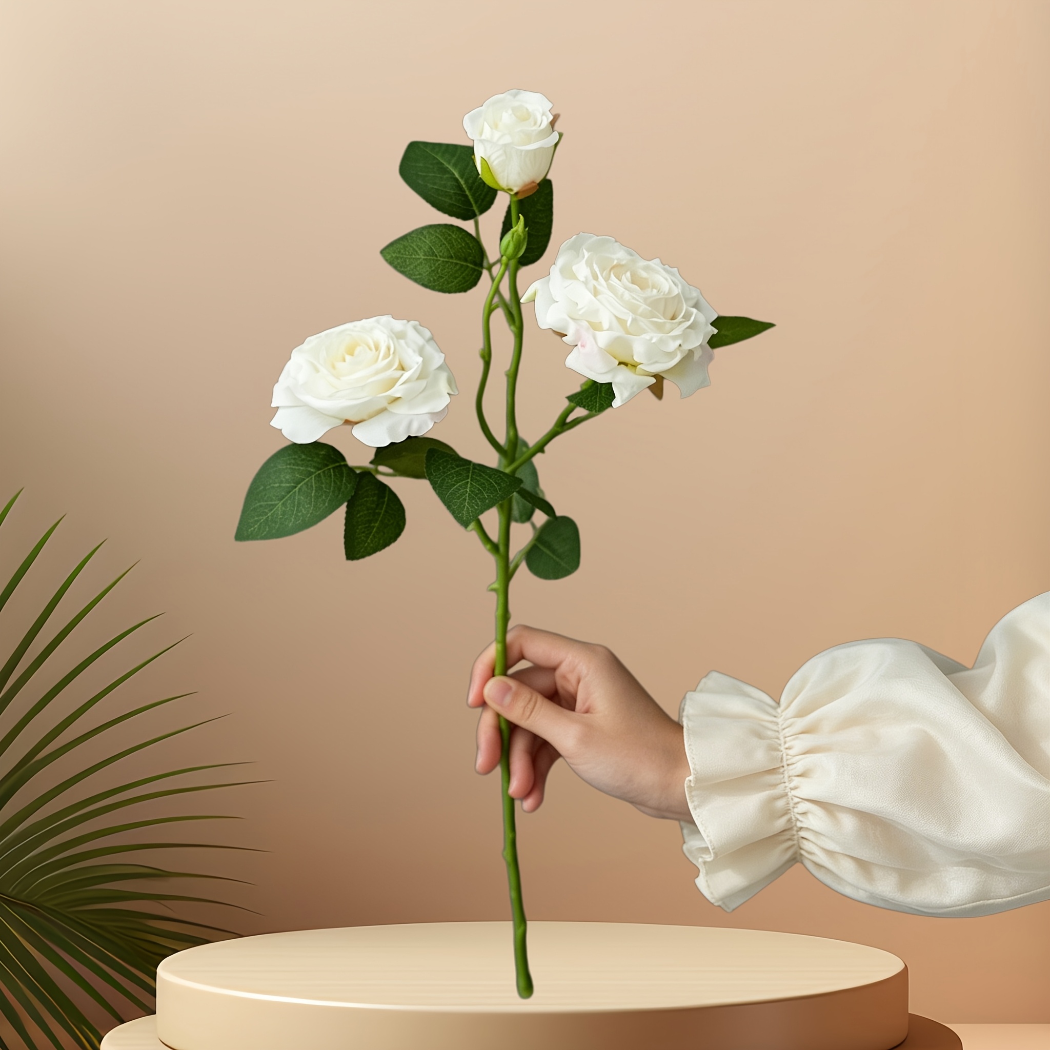 TEMU 1 pièce Rose artificielle réaliste à bords décolorés, convient pour bouquets de mariage, cadeaux de fiançailles, décoration - Fausses roses à