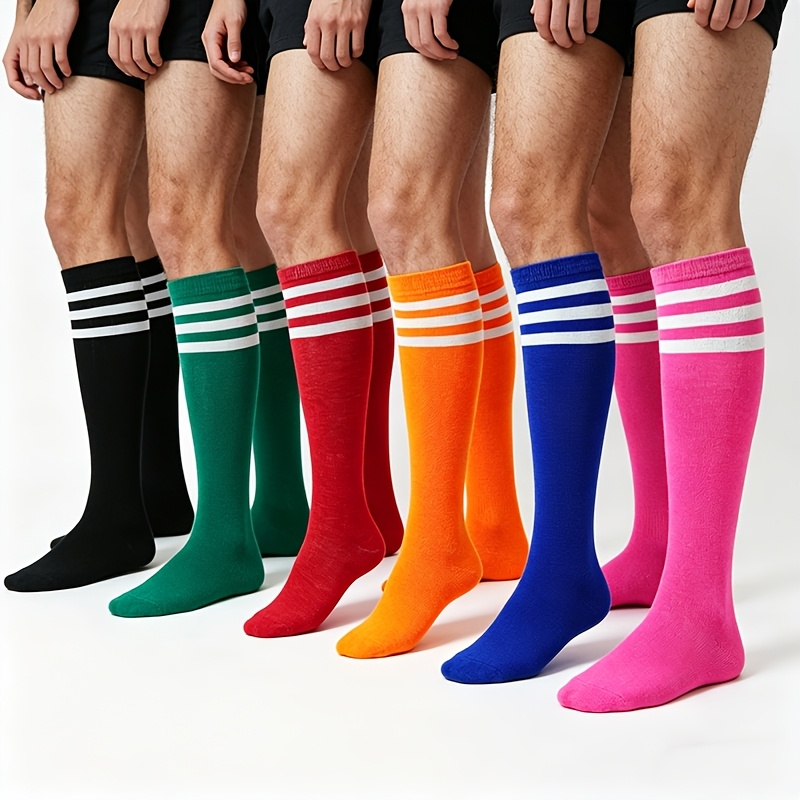 TEMU 6 Pairs Spring Summer New Breathable Sweat-absorbing Easy Versatile Striped Multicolor Black Blue Green Pink Red Orange Unisex Soft Comfortable