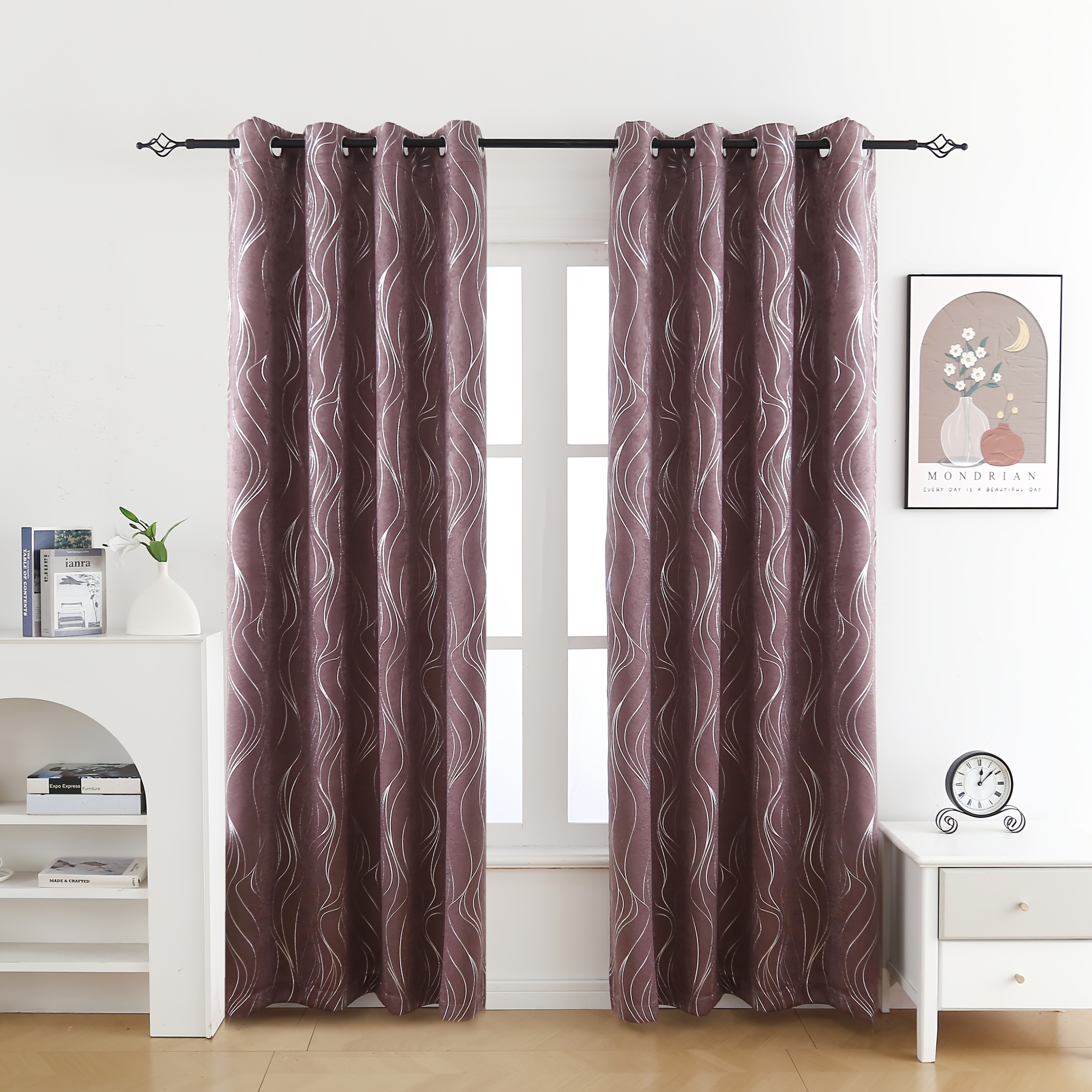 TEMU 2pcs Modern Blackout Curtains, Living Room Blackout Curtains, Thermal Blackout Curtains, Partition Curtains, Wide Blackout Door Curtains, And