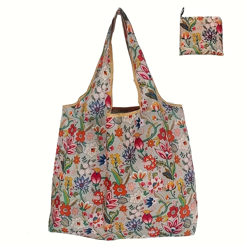 Image of 1 Reusable Shopping Bag, Foldable And Portable Large Capacity Tote Bag, Suitable For Shopping, Office, Travel, Parties, Organizing And Storage
