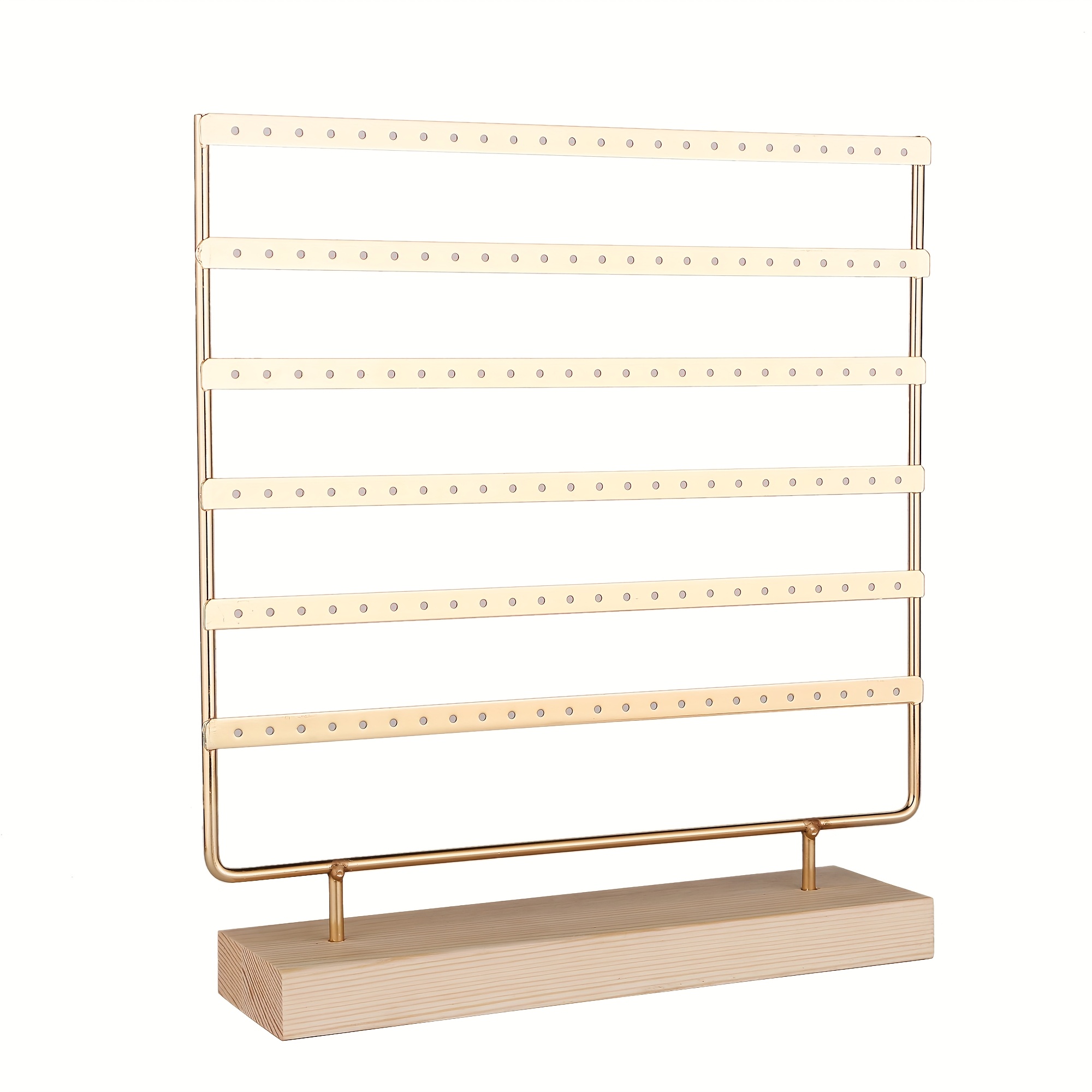 6 tier   stand with 144 holes metal earring display organizer with wooden base perfect gift for moms and women jewelry display stand modern jewelry stand wooden jewelry stand