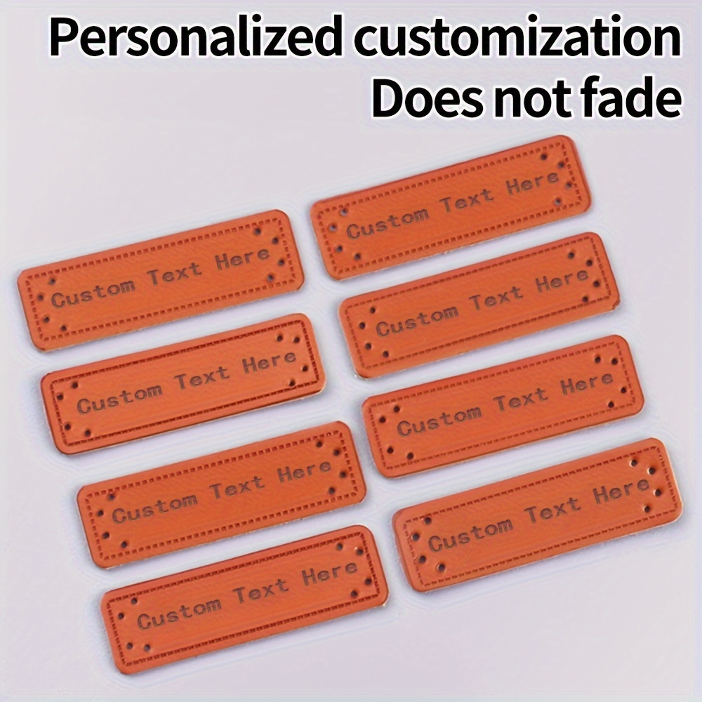 

Personalized Leather Sewing Labels - 10/100 Piece, Custom Text & Logo, Handcrafted Brown Leather Tags For Diy Clothing, Bags, Hats, Scarves, Holiday Crafts & Gifts