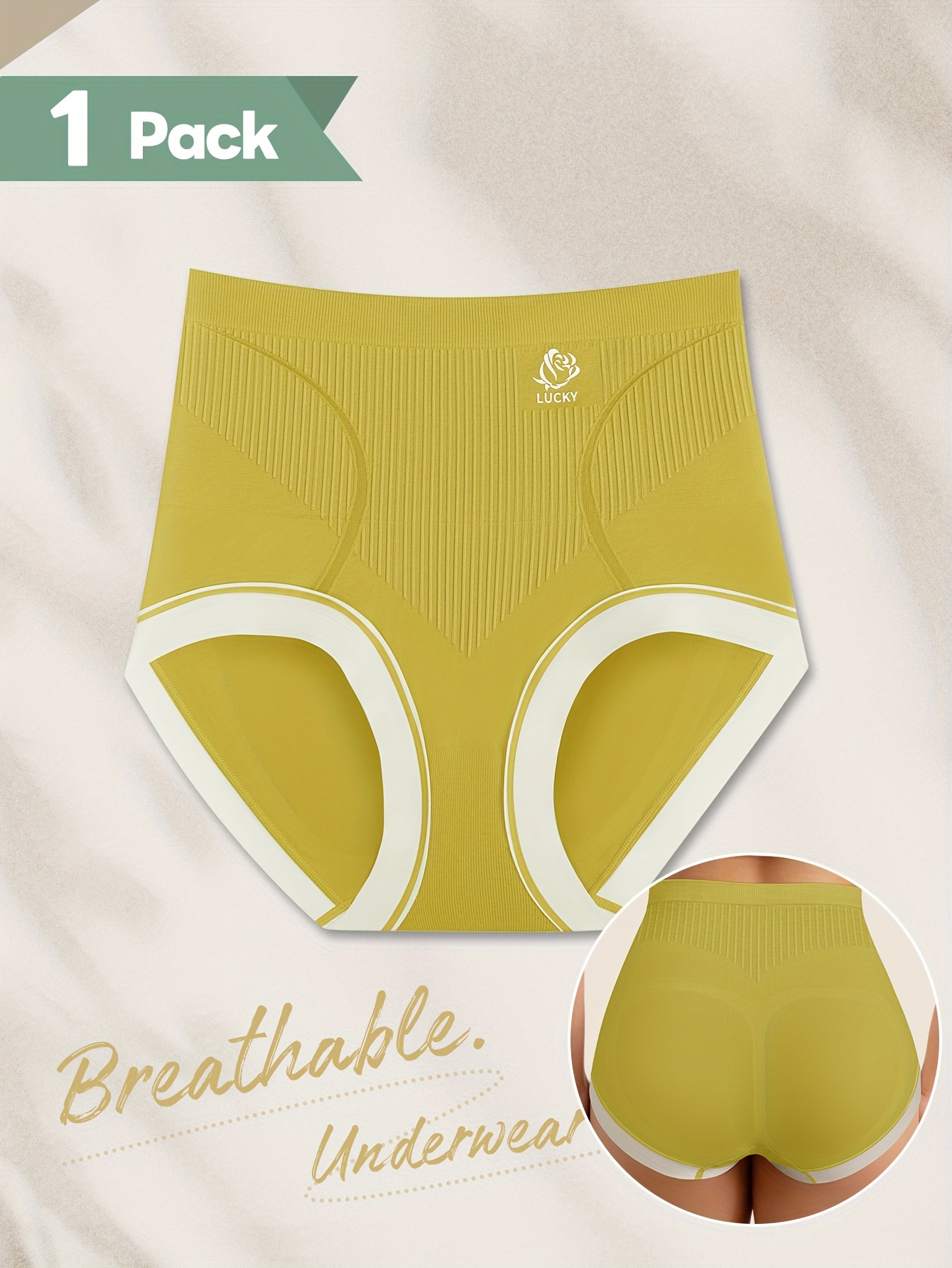 Random Pack of 5 Colors Plus Size High-Waisted Tummy Control Butt Lifting Seamless Panties Women's Underwear Thong