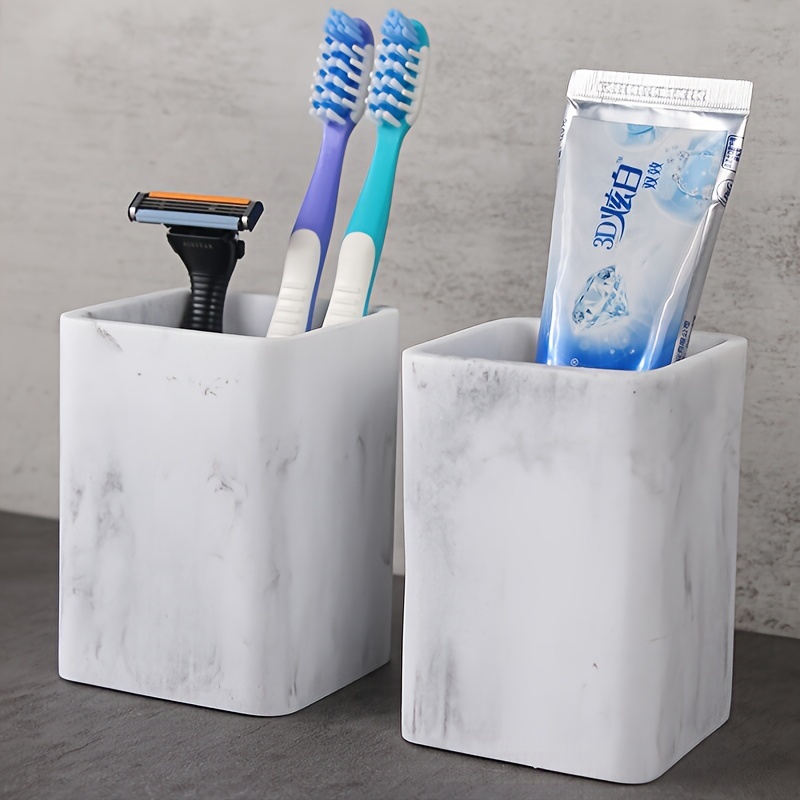 

Toothbrush Set - Freestanding Bathroom Organizer For Toothpaste, Brushes, Razors - Countertop Accessory - & Toothbrush