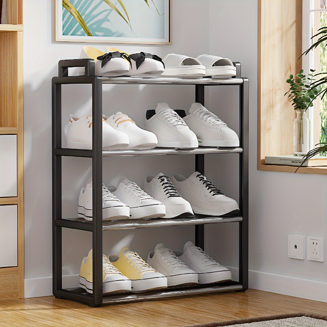 

Multi-level Metal And Plastic Shoe Rack For Home Storage