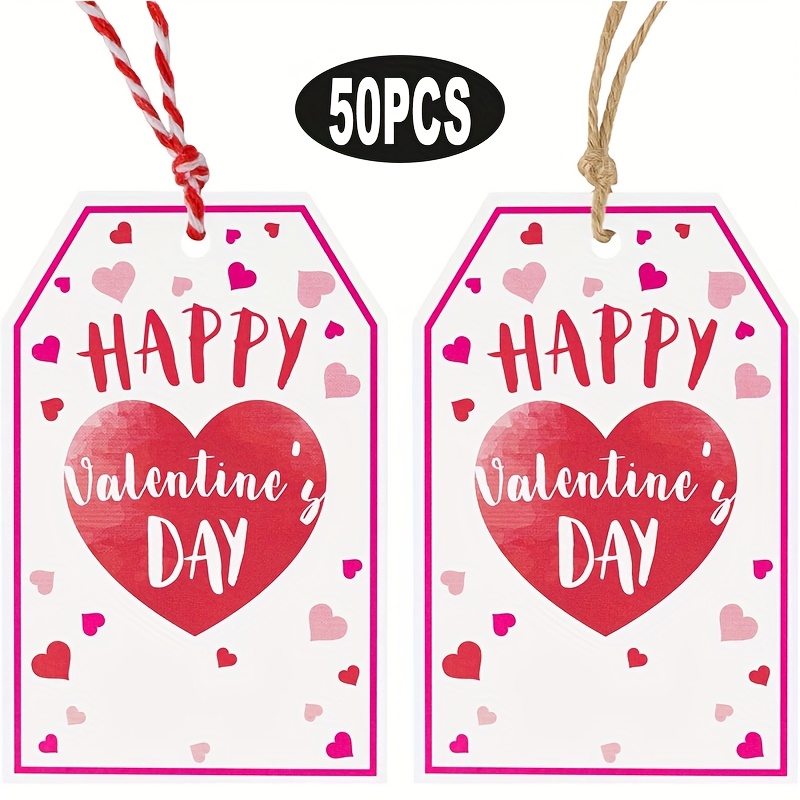 

50pcs Valentine's Day Gift Tags With , , Party Favor Hanging Cards For Holiday Decorations