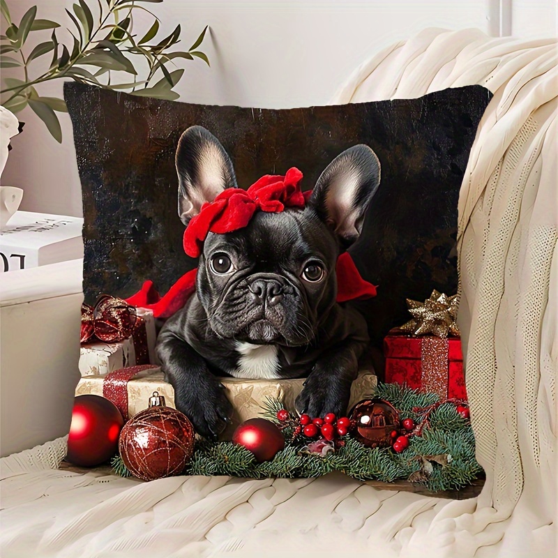 

1pc Christmas , 18x18 , , Polyester Zippered For Sofa, , And Decor