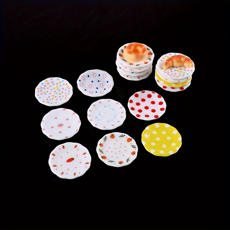 

10 Pcs Miniature Resin Plates For Diy Crafts, Cute Themed Jewelry Making Supplies, Mosaic Material Accessories For Miniature Scenes And Dollhouses