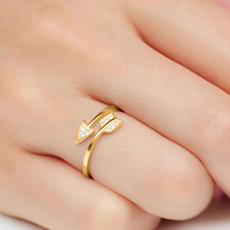 Women's Vintage Minimalist Arrow Design Open Ring, Synthetic Zirconia