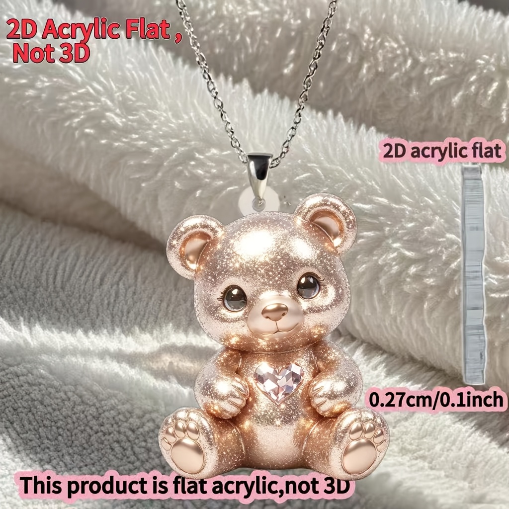 Women's Bear Pattern Acrylic Printed Pendant Necklace