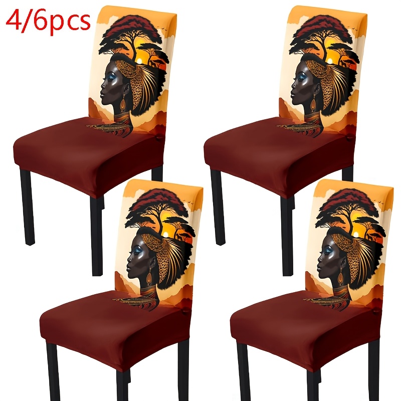 

4/6pcs Protection de Chaise de Restaurant Élastique Amovible Lavable avec Imprimé Arbre de , Convient pour Restaurants, Hôtels, Cérémonies, Décorations de Festival