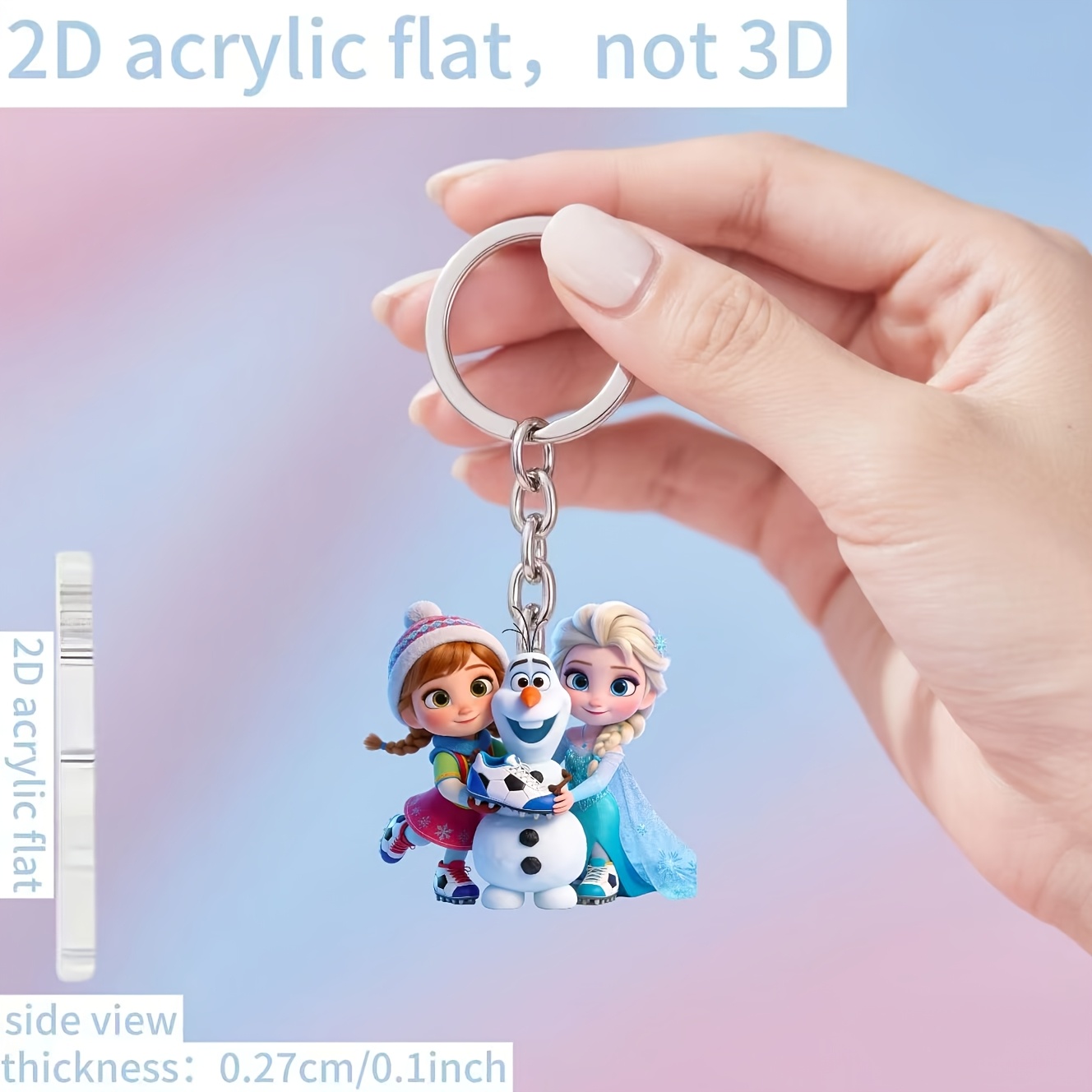 E-shop [2D Flat] [2D Flat] 1 Stück neues Acryl-Design mit Elsa und Olaf, ein ausgelassener Schlüsselanhänger für Männer, als festliche