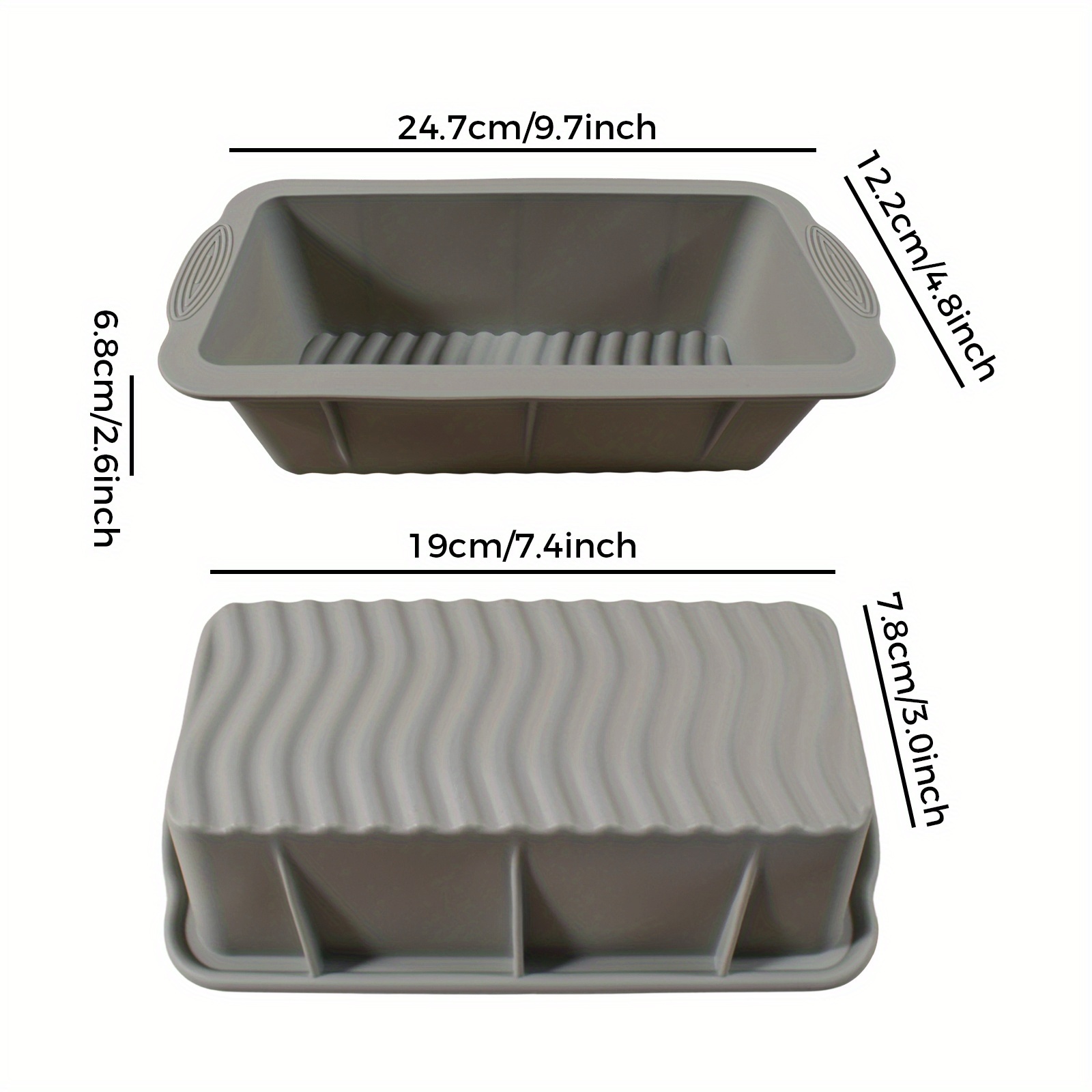 Image of Silicone Loaf Pan, Rectangular Mold (8.0"x3.8"x2.6") With Anti-slip Handles For Baking Bread, Cakes, Brownies, 100% Food Grade Silicone, Heat Resistant 230°c/446°f, Dishwasher Safe