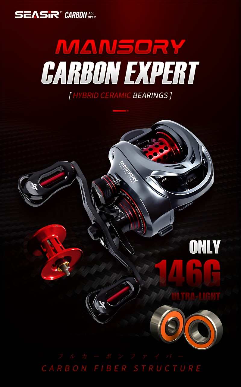 Seasir Ultra Light Carbon Fiber Baitcasting Fishing Reel
