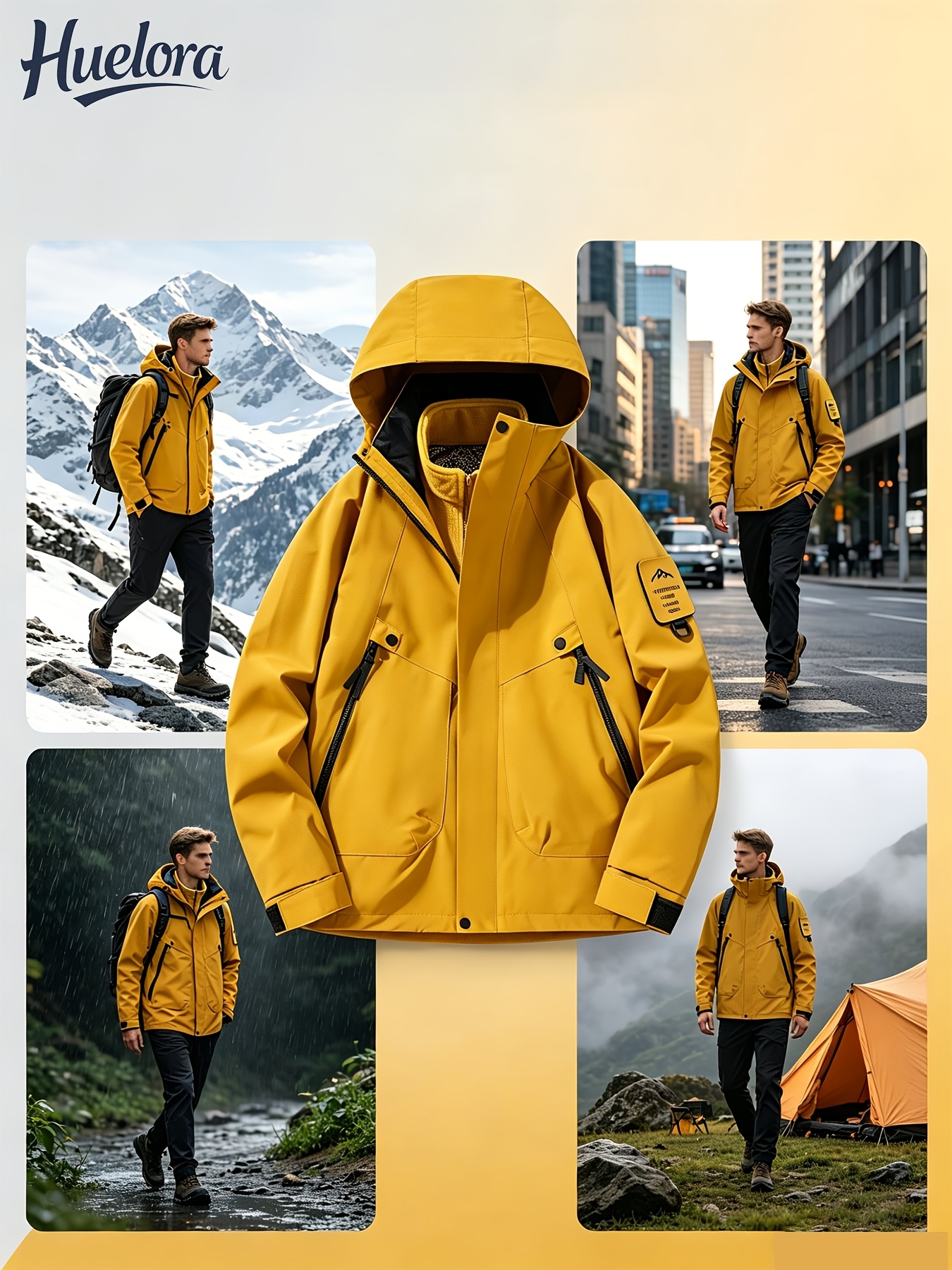 Men's 3-in-1 Jacket, High-End Solid Color Detachable Liner Set
