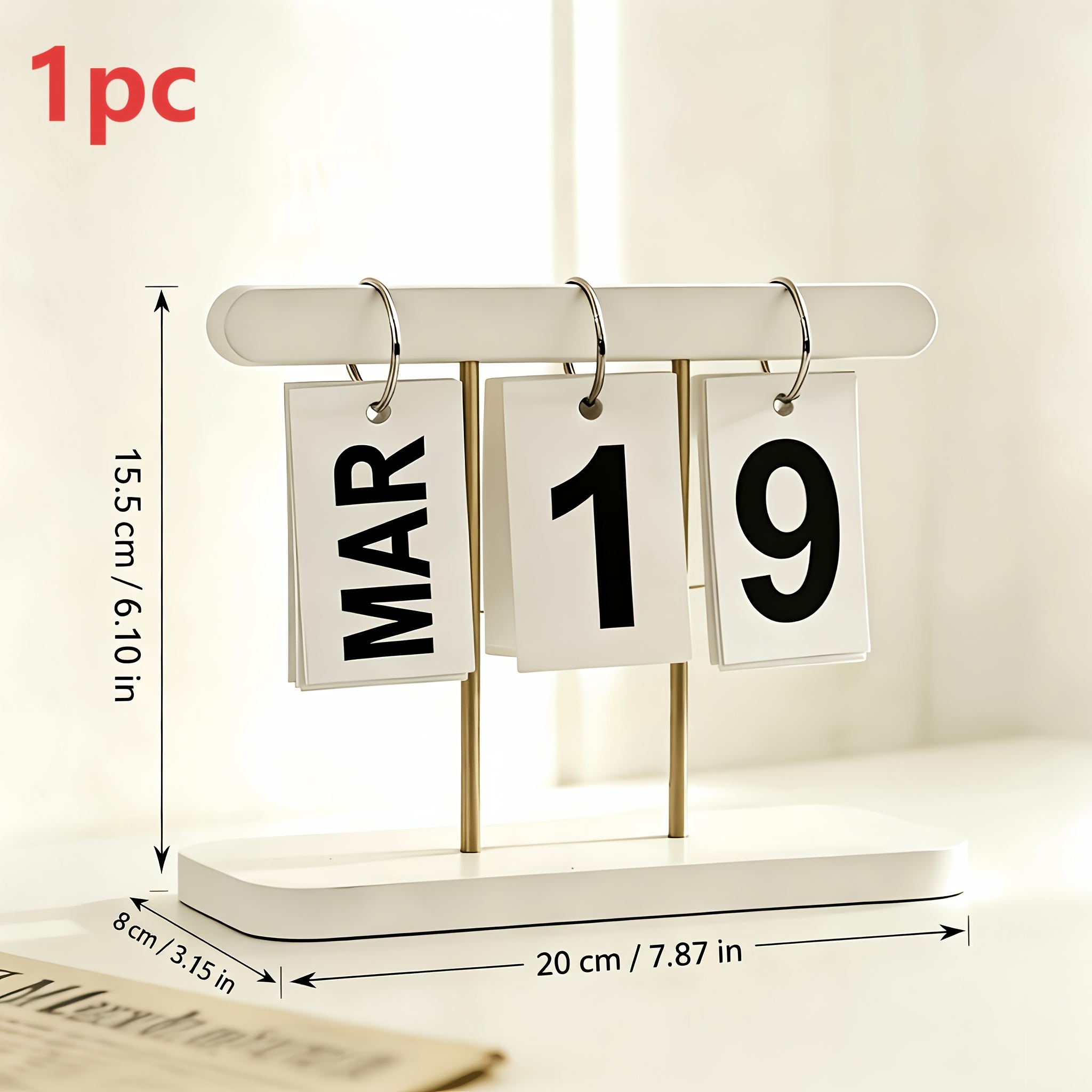 TEMU Calendrier à avec affichage du jour, réutilisable, idéal pour la décoration de bureau, accessoires de photographie et la décoration intérieure,