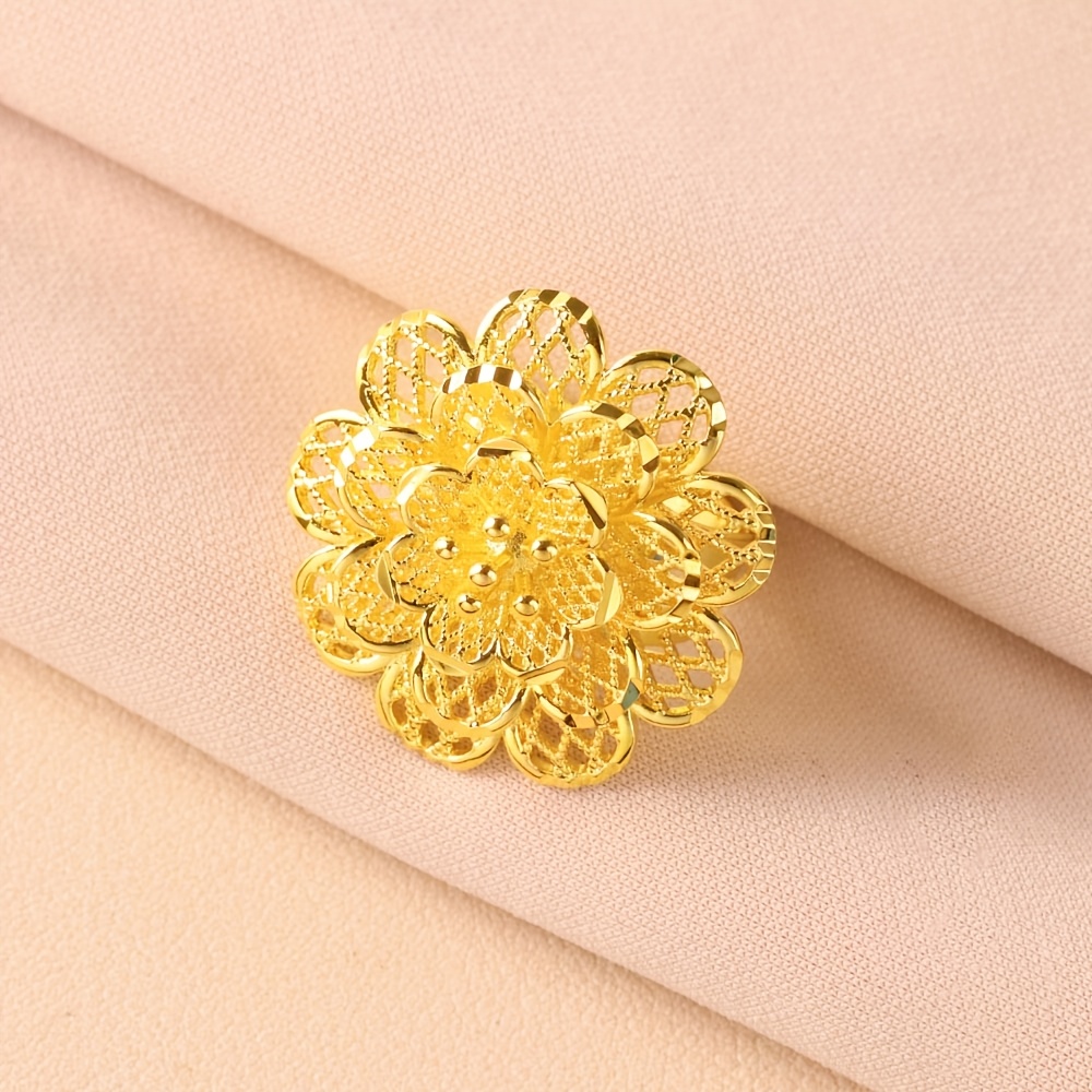 Image of [ 5a Quality ] Retro Luxury Hollow Carving Flower Ring Light Non Fading Ring Ramadan Birthday Gift Party Wedding Gift For Girlfriend And Wife Valentine's Day Gift Suitable For To Wear