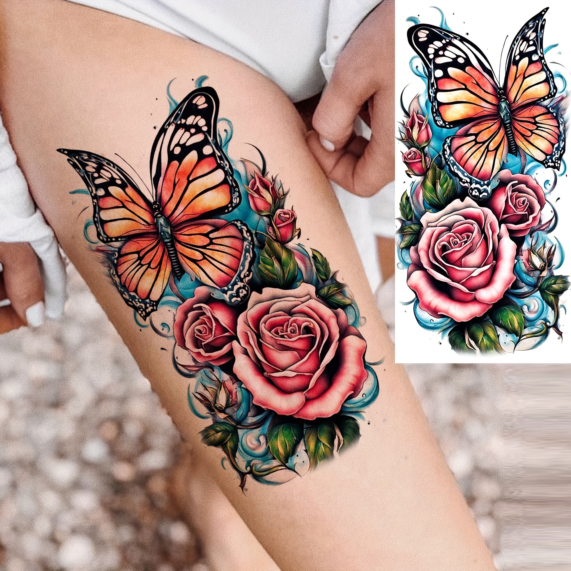 Fake Tatoos Aquarell Feder Blume Temporu00e4re Tattoo Fu00fcr Frauen  Mu00e4dchen 3D Schmetterling Rose Tattoos Aufkleber Geometrische Sexy Brust  Tatoos Hals U2013 Kaufe Die Besten Produkte Im Onlineshop Fake Tattoos, image size:1999x1999